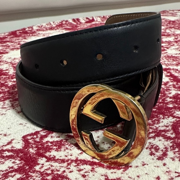 Gucci Accessories - Gucci Black Belt with Gold GG Buckle